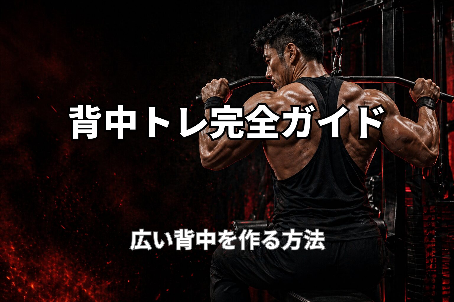 40代の背中トレ完全ガイドと広い背中を作る鍛え方を表現したPower at 40の記事用アイキャッチ画像