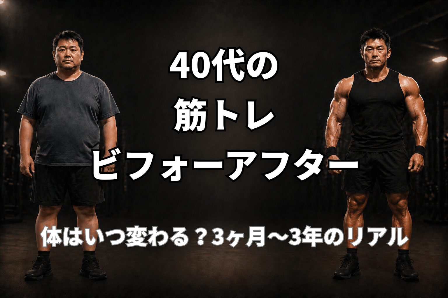 40代の筋トレビフォーアフターと体の変化を表現したPower at 40の記事用アイキャッチ画像