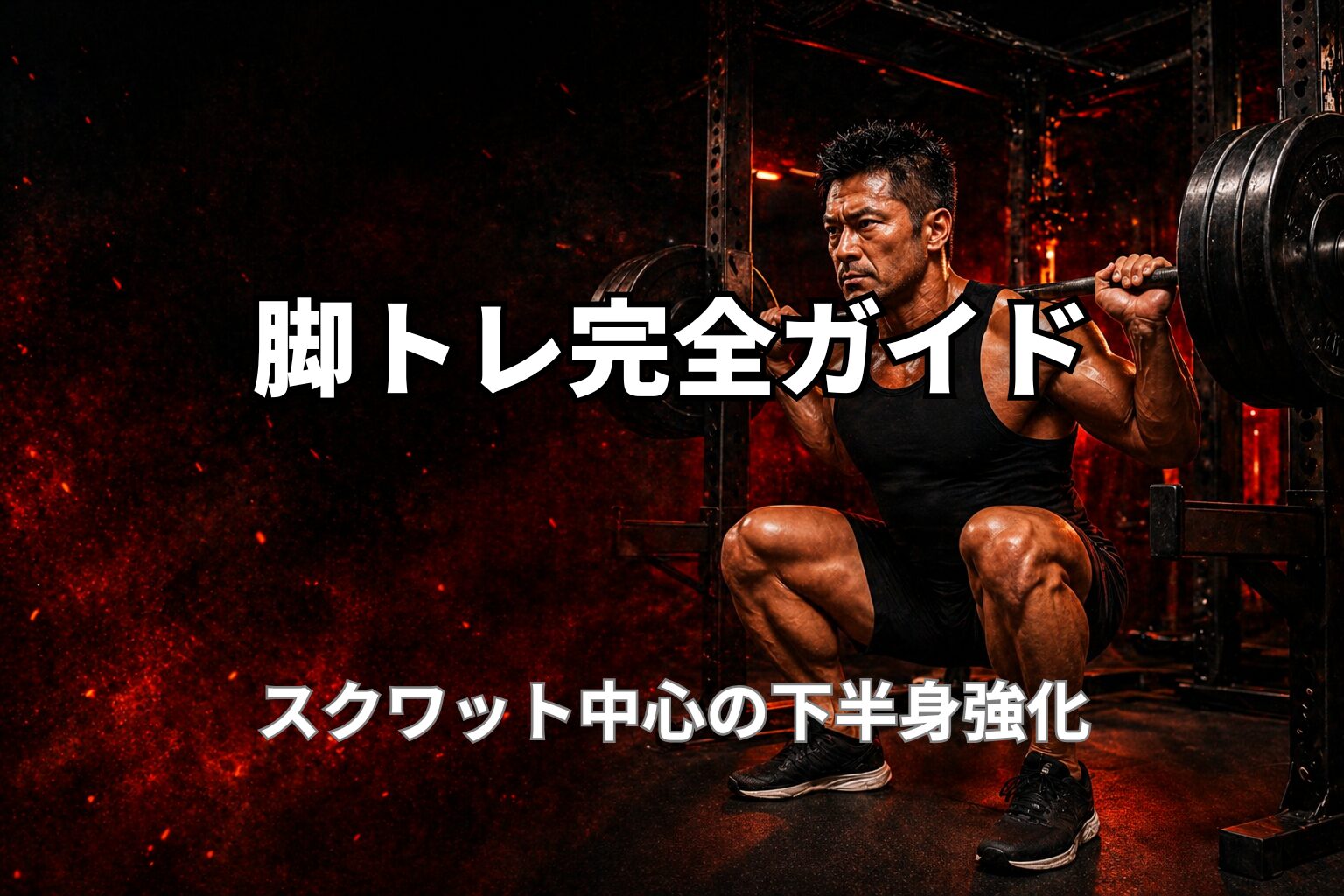 40代の脚トレ完全ガイドとスクワット中心の下半身強化を表現したPower at 40の記事用アイキャッチ画像