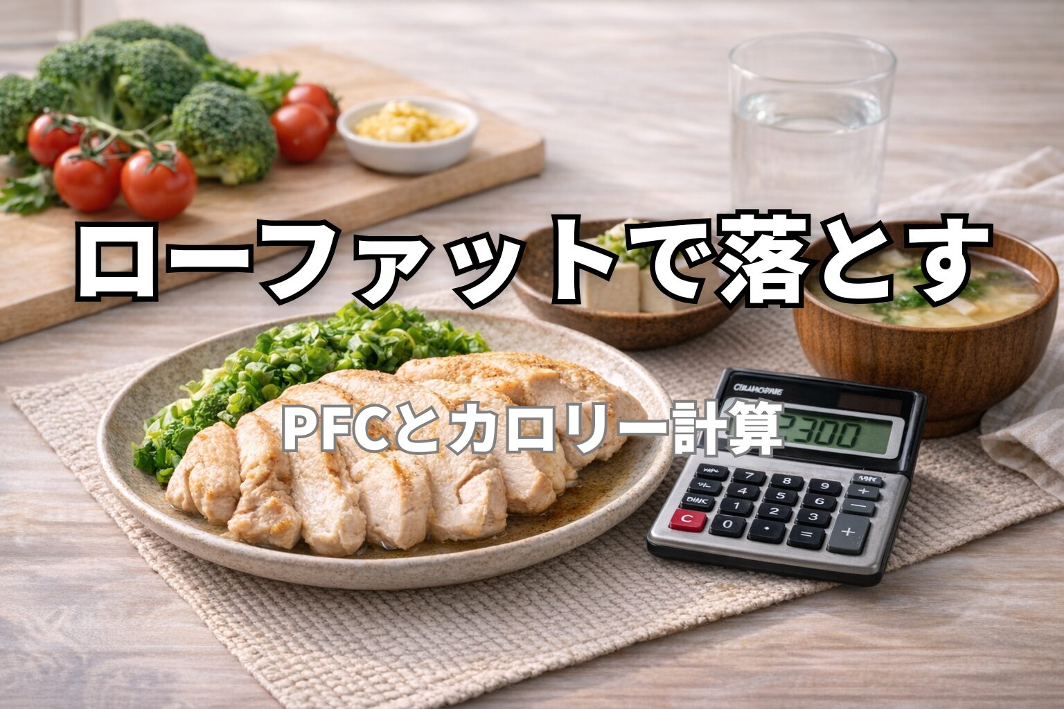 鶏胸肉と野菜の低脂質食と電卓によるカロリー計算（40代のローファット減量）